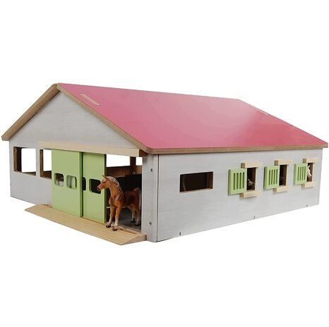 KID610271 - Edificio dimensiones 62x54x26.5cm - Caballeriza con 3 boxes y carrusel interior  - 1