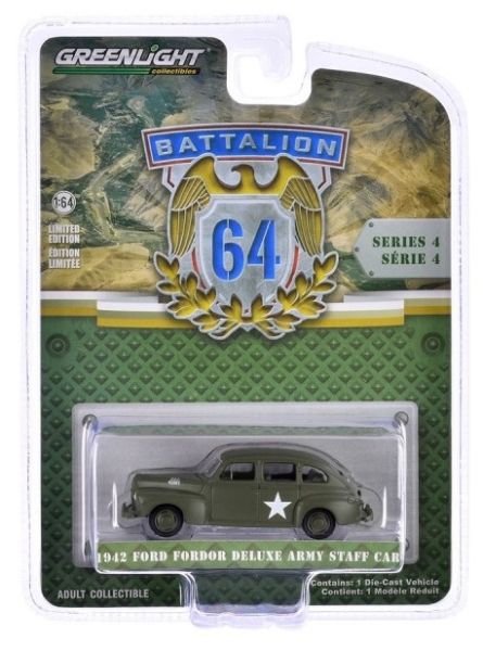 GREEN61040-A - FORD Fordor Deluxe Army Staff 1942 de la serie BATTALION 64 en blister - 1