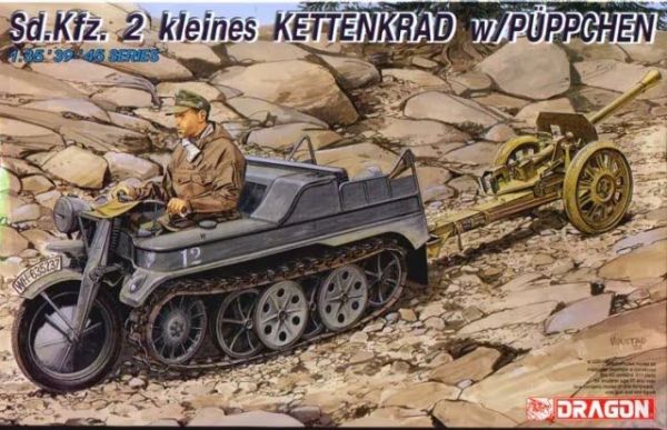 DRA6114 - Vehículo oruga con cañón sd.Kfz. 2 Kettenkrad con figura para montar y pintar - 1