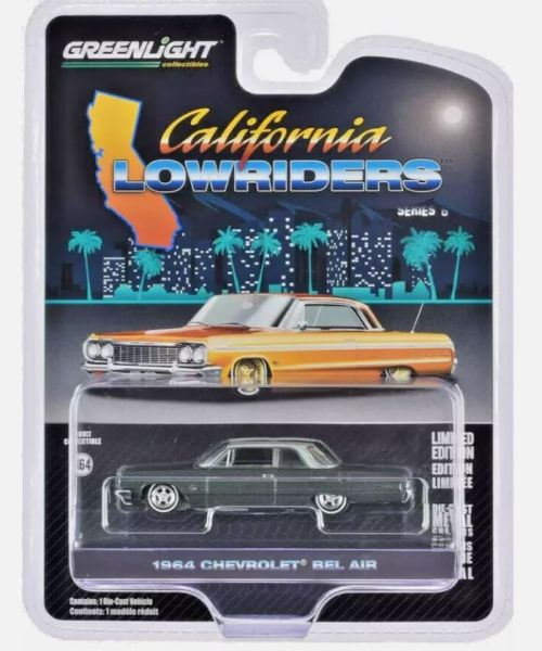 GREEN63070-D - CHEVROLET Bel Air 1964 gris de la serie CALIFORNIA LOWRIDERS en blister - 1