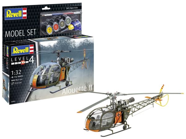 REV63804 - JUEGO DE MODELOS - Helicóptero Alouette II con pintura para montar - 1