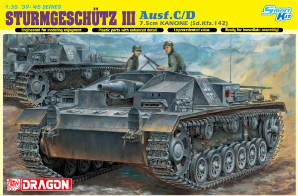 DRA6851 - Cañón de asalto Sturmgeschutz III Ausf.C/D con cañón de 7,5cm para montar y pintar - 1