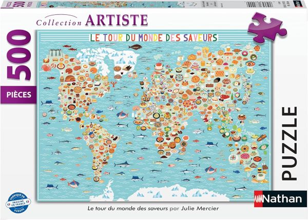 NAT872909 - Puzzle de 500 piezas Le tour du monde des saveurs de Julie Mercier - 1