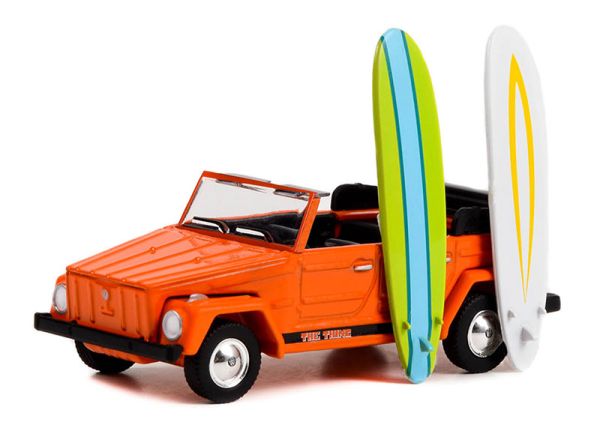 GREEN97140-C - VOLKSWAGEN Tipo 181 1971 naranja - THE THING - con tablas de surf de THE HOBBY SHOP en blister - 1