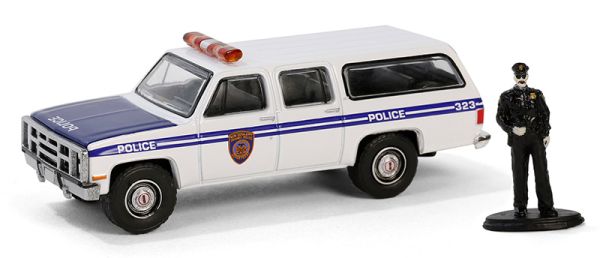 GREEN97160-D - GMC Suburban 2500 1985 Policía con figurita de la serie THE HOBBY SHOP en blister - 1