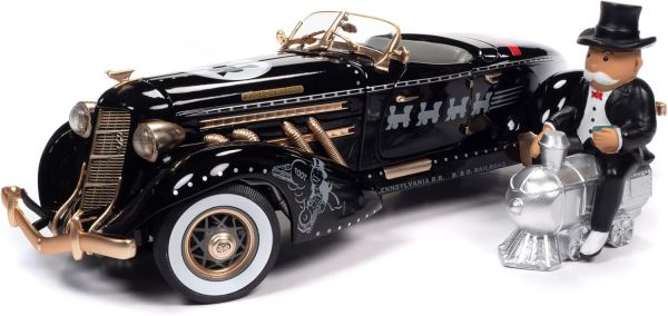 AWSS140 - AUBURN 831 Speedster 1935 MONOPOLY Negro y Dorado con figura - 1