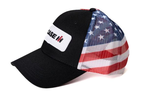 CIHFM - Gorra CASE IH negra con parte trasera de rejilla con bandera americana - 1