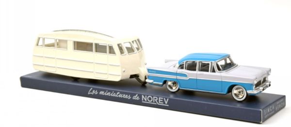 NOREVCL5712 - 1958 SIMCA Vedette Chambord azul leman y gris con caravana Hénon - 1