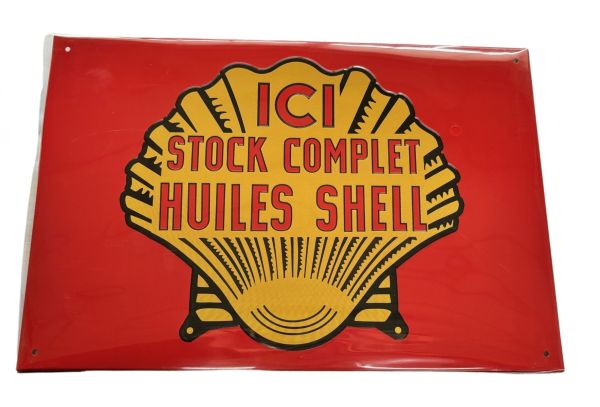 MAGPB220 - Placa de metal Here Complete Stock SHELL Oils - 20x30 cm - 1