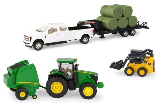 ERT46771 - Juego con JOHN DEERE 7230R y empacadora 569; 4x4; plataforma y cargadora compacta 318G - 1