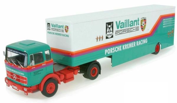 IXOTTR014 - MERCEDES BENZ LPS 1632 4x2 y furgoneta remolque Vaillant Porsche Kremer Racing Transporte - 1