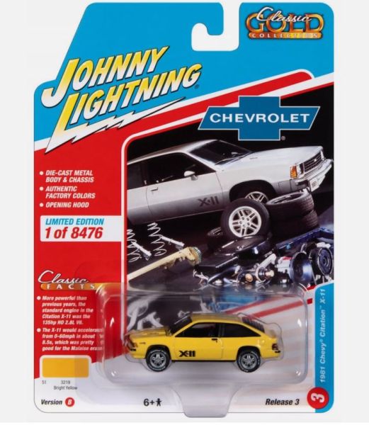 JLCG030B-C - 1981 CHEVROLET Citation X-11 Amarillo CLASSIC GOLD en blister - 1