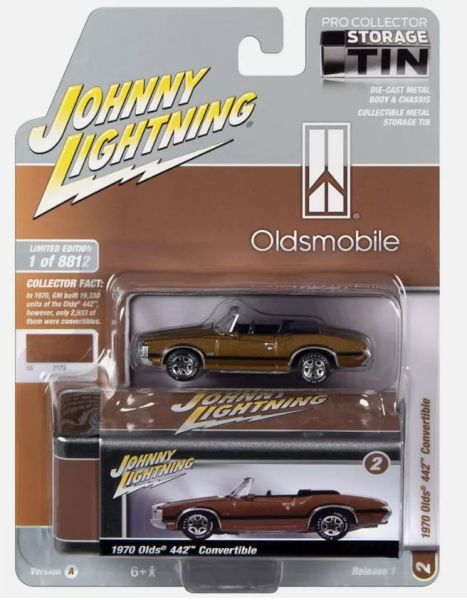 JLCT011-D - OLDSMOBILE 442 cabriolet 1970 marrón de la serie COLLECTOR TINS en blister - 1