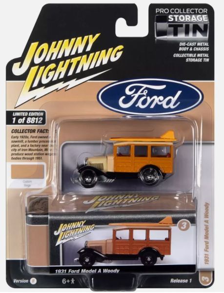 JLCT011-F - FORD Modelo A Woody 1931 Naranja y beige de la serie COLLECTOR TINS en blister - 1