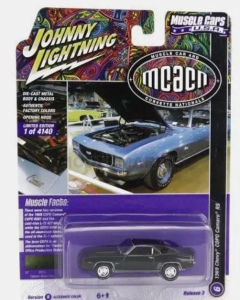 JLMC031B-F - CHEVROLET COPO Camaro RS 1969 verde de la serie MUSCLE CARS 2022 en blister - 1