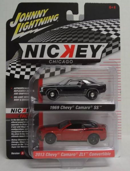 JLPK020A-3 - CHEVROLET Camaro SS 1969 Negro y CHEVROLET Camaro ZL1 cabriolet 2013 rojo de la serie NICKEY en blister - 1