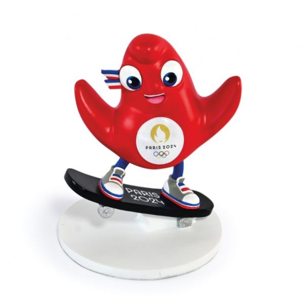 JO2510 - Figura Oficial de los Juegos Olímpicos de París 2024 - con monopatín - 12,5 cm - 1