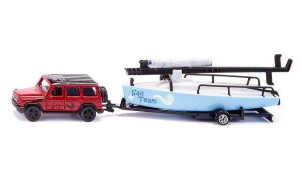 SIK2564 - Vehículo 4x4 rojo - MERCEDES AMG G65 con velero azul y blanco - 1