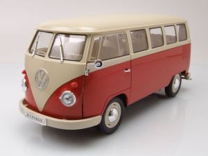 WEL18054ROUGE - VOLKSWAGEN Tipo 1 autobús 1963 Rojo y beige