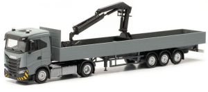 HER316415 - IVECO S-Way ND 4x2 con remolque y grúa de carga 3 Ejes gris