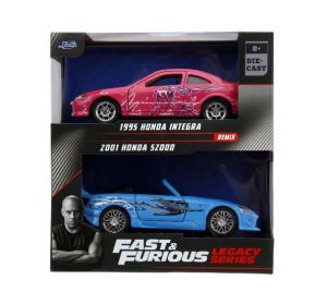 JAD35395 - Pack de 2 coches HONDA Integra 1995 rosa y HONDA S2000 2001Azul FAST and FURIOUS