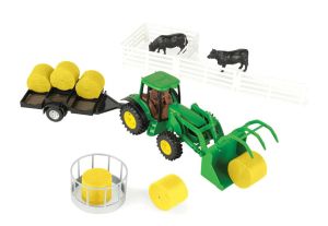 ERT47519 - JOHN DEERE con pala cargadora y paca de heno