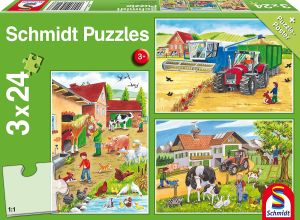 SCM56216 - 3 Puzzles de 24 piezas de granja con póster