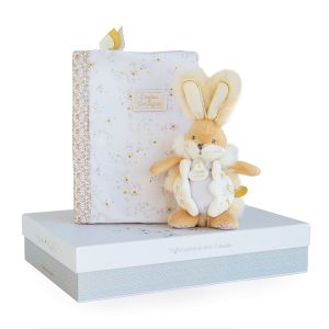 DC3497 - White Sugar Rabbit - Caja protege libro de salud con peluche