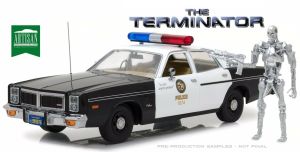 GREEN19042 - DODGE Policía Metropolitana de Mónaco 1977 Terminator con figura de Terminator T800 incluida