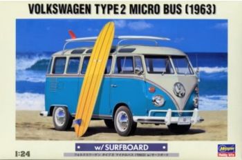 HAW20247 - VOLKSWAGEN Tipo 2 Microbus 1963 con Surf para montar y pintar