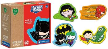 CLE20830 - 4 mini rompecabezas 3.6.9.12 piezas JUSTICE LEAGUE