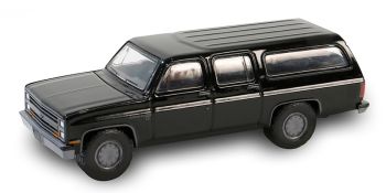 GREEN28150-D - CHEVROLET Suburban C10 custom deluxe 1985 negro de la serie BLACK BANDIT en blister