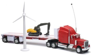 NEW88825 - PETERBILT 389 6x4 radiocontrol con remolque de 2 ejes; pala y aerogenerador Escala: 1/32