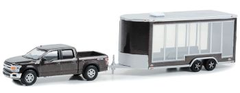 GREEN32280-D - FORD F-150 Lariat 4X4 2020 gris con remolque acristalado de la serie HITCH & TOW en blister