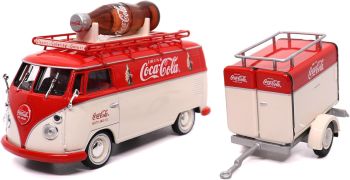 MCITY443060 - VOLKSWAGEN T1 combi 1960 con botella en el techo y remolque COCA-COLA