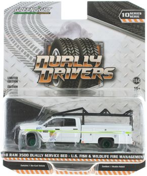 GREEN46100-EVERT - DODGE Ram 3500 con ruedas verdes 2018 U.S. FISH de la serie DUALLY DRIVERS en blister