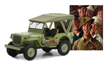 GREEN54080-B - Willys MB JEEP 1945 U.S. Army de la serie NORMAN ROCKWELL en blister