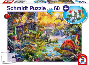 SCM56372 - Puzzle de dinosaurios con figuras - 60 piezas