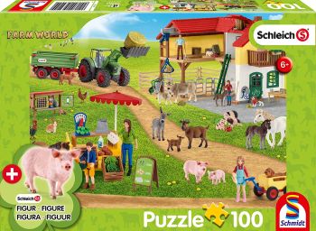 SCM56404 - Puzzle Granja y tienda SHCLEICH de 100 piezas con figura