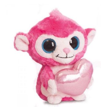 AUR73771 - Peluche mono rosa con corazón 13 cm