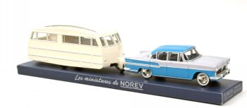 NOREVCL5712 - 1958 SIMCA Vedette Chambord azul leman y gris con caravana Hénon