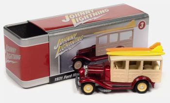 JLCT011-E - FORD Modelo A Woody 1931 Rojo y beige de la serie COLLECTOR TINS en blister