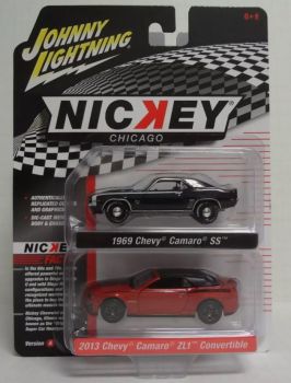 JLPK020A-3 - CHEVROLET Camaro SS 1969 Negro y CHEVROLET Camaro ZL1 cabriolet 2013 rojo de la serie NICKEY en blister