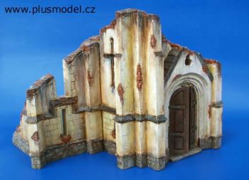 PLS006 - Miniatura fachada iglesia en ruinas para montar y pintar dimensiones 21 x 17 x 17 cm para diorama