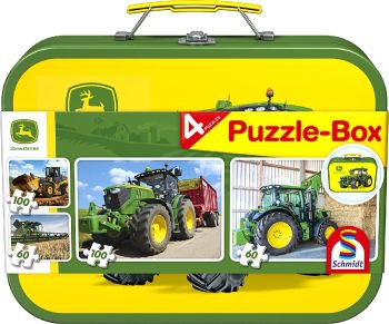 PUZ56497 - Caja de 4 puzzles 2x60 piezas y 2x100 piezas sobre tractores JOHN DEERE