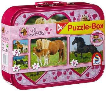 SCM55588 - 2 puzzles de 26 Piezas y 2 puzzles de 48 Piezas - CABALLOS